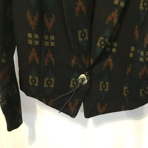 Mixed Blues Women's Western Style Short Collared Wool Blend Blazer Size Medium - Picture 4 of 13